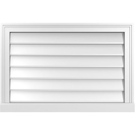 EKENA MILLWORK Vertical Surface Mount PVC Gable Vent w/ 2"W x 2"H , Brickmould Sill Frame, 30"W x 20"H GVPVE30X2003SN